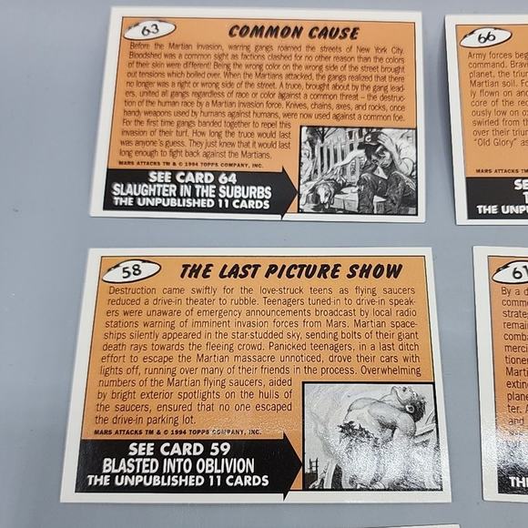 1994 Topps Mars Attacks 56-66 - 11 Cards Unpublished - Picture 10 of 16